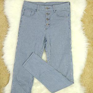 H&M High Waisted Pinstripe Skinny Jeans